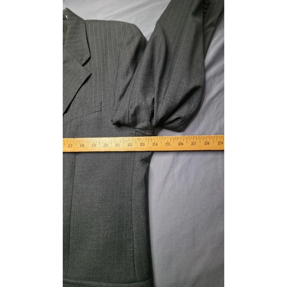 Lauren Ralph Lauren Men's Grey Pinstripe Suit‎ Jacket Blazer 46XL 100% Wool...